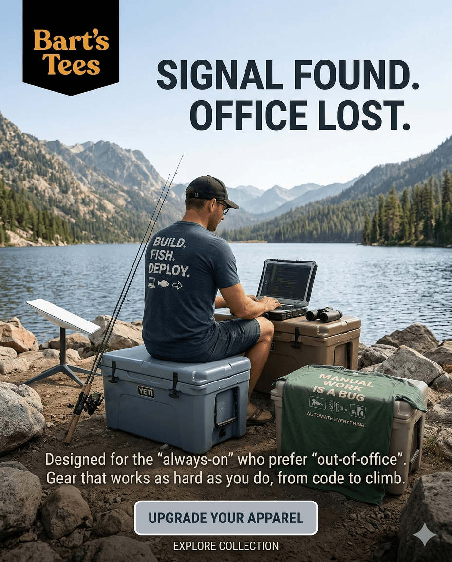 Developer working lakeside with mountain backdrop